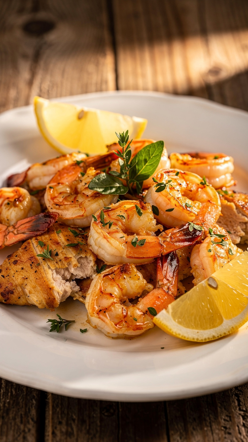 Creamy Shrimp and Chicken Skillet with Spinach