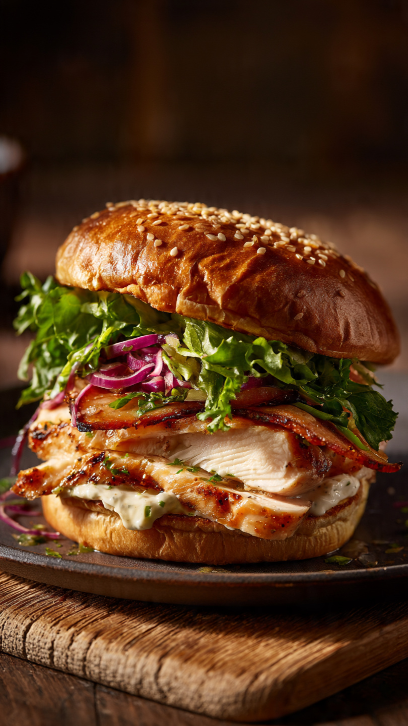 Rotisserie Chicken Sandwich with Bacon, Ranch, and Melted Cheese