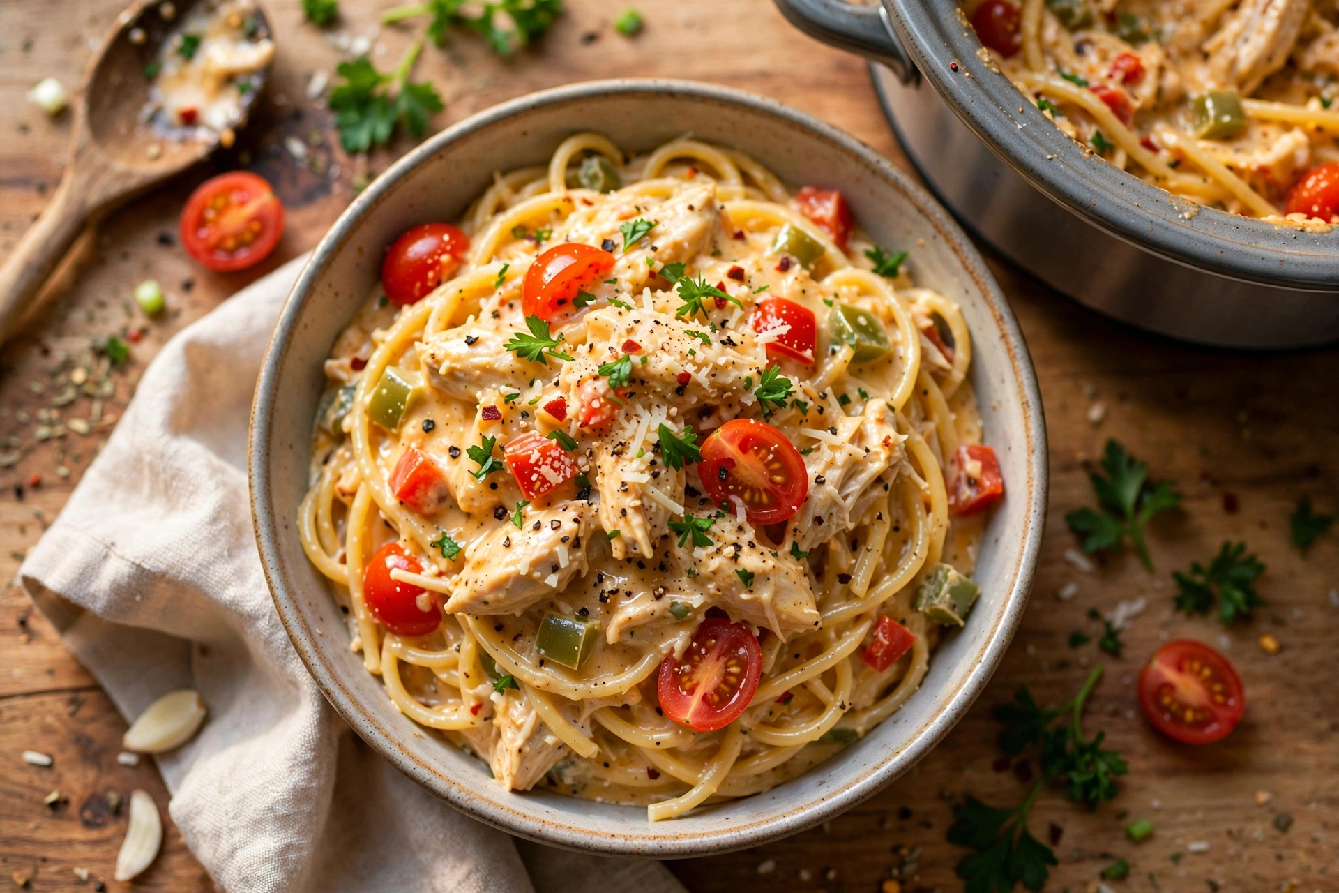 Crock Pot Chicken Spaghetti
