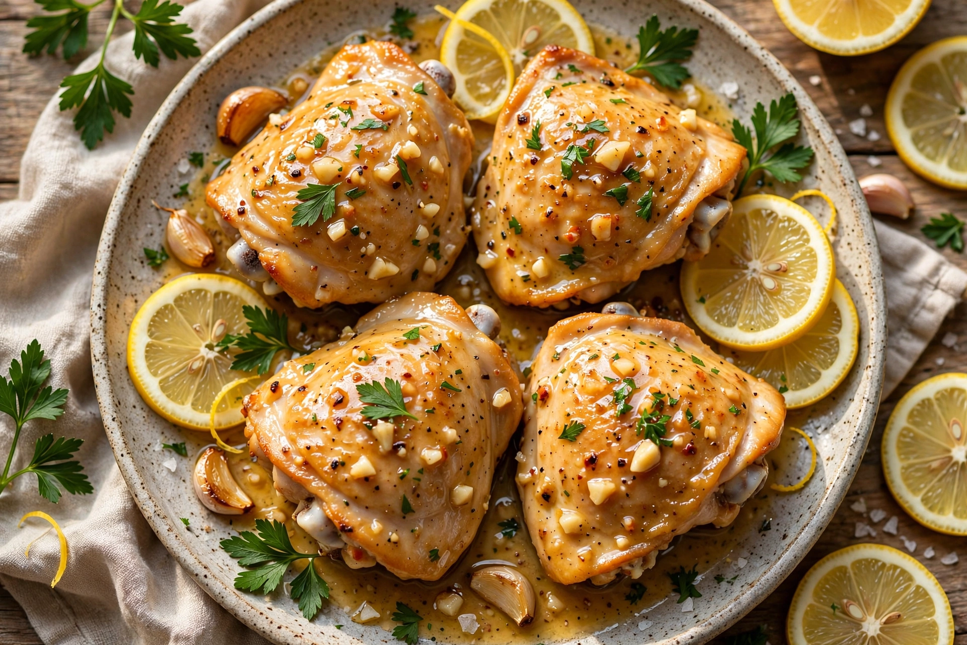 Lemon Garlic Butter Crock Pot Chicken Thighs