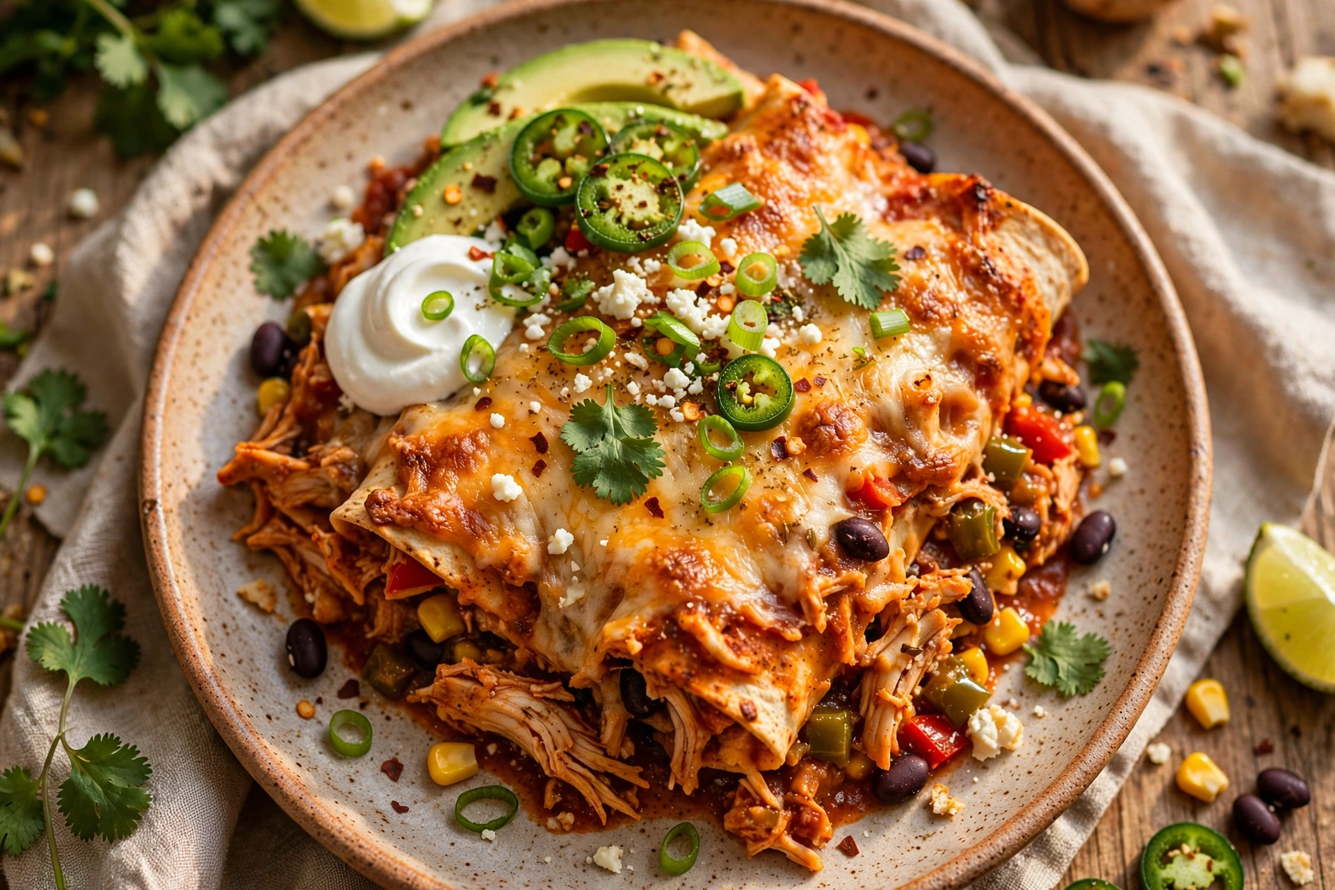 Slow Cooker Chicken Enchilada Casserole