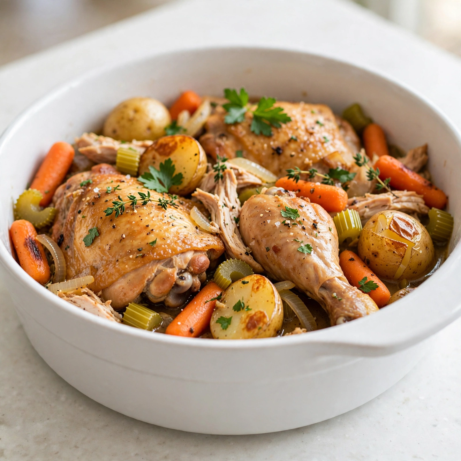 Slow Cooker Roast Chicken and Vegetables